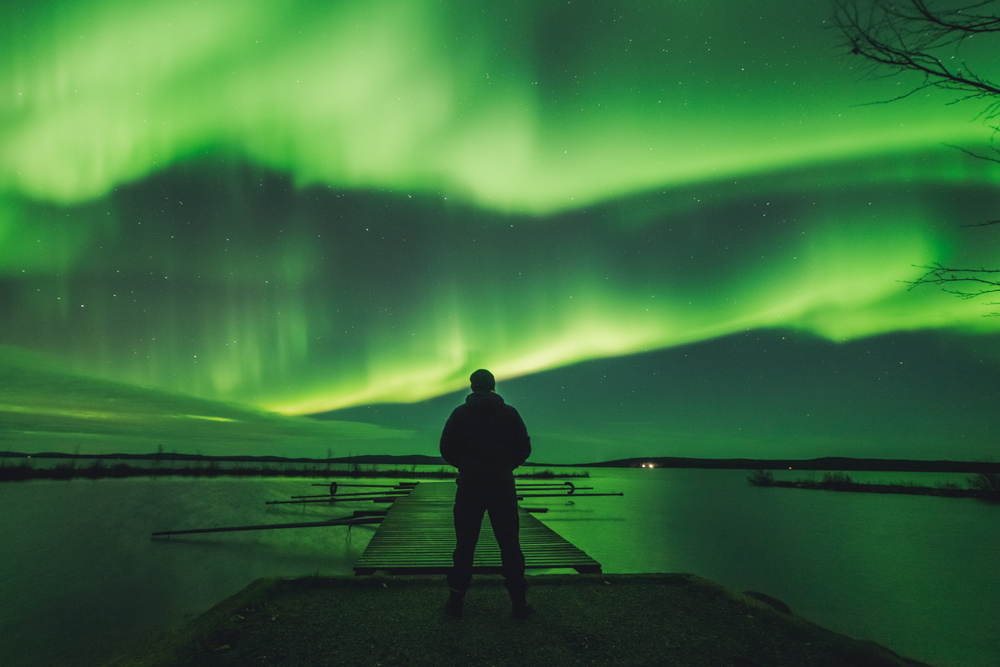 Aurora Lake Reflection Rovaniemi Lapland Finland