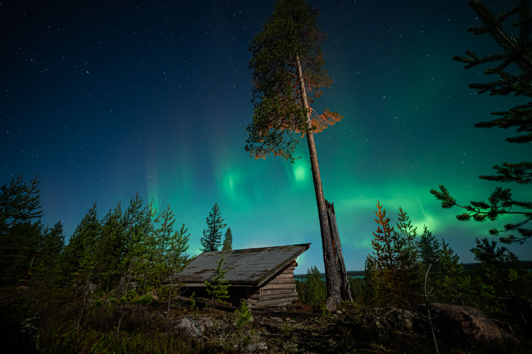 Northern Lights Appearing Wilderness Kota Private Autumn Lapland