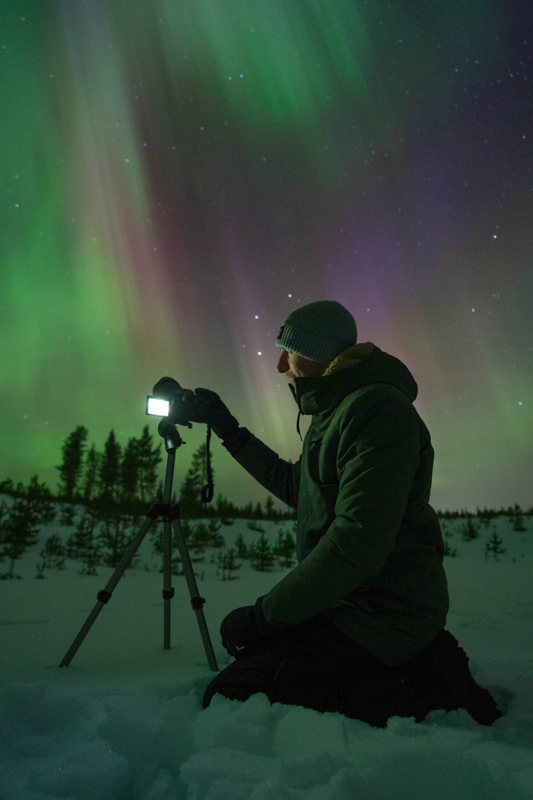 Photographer Winter Northern Lights Rovaniemi Lapland