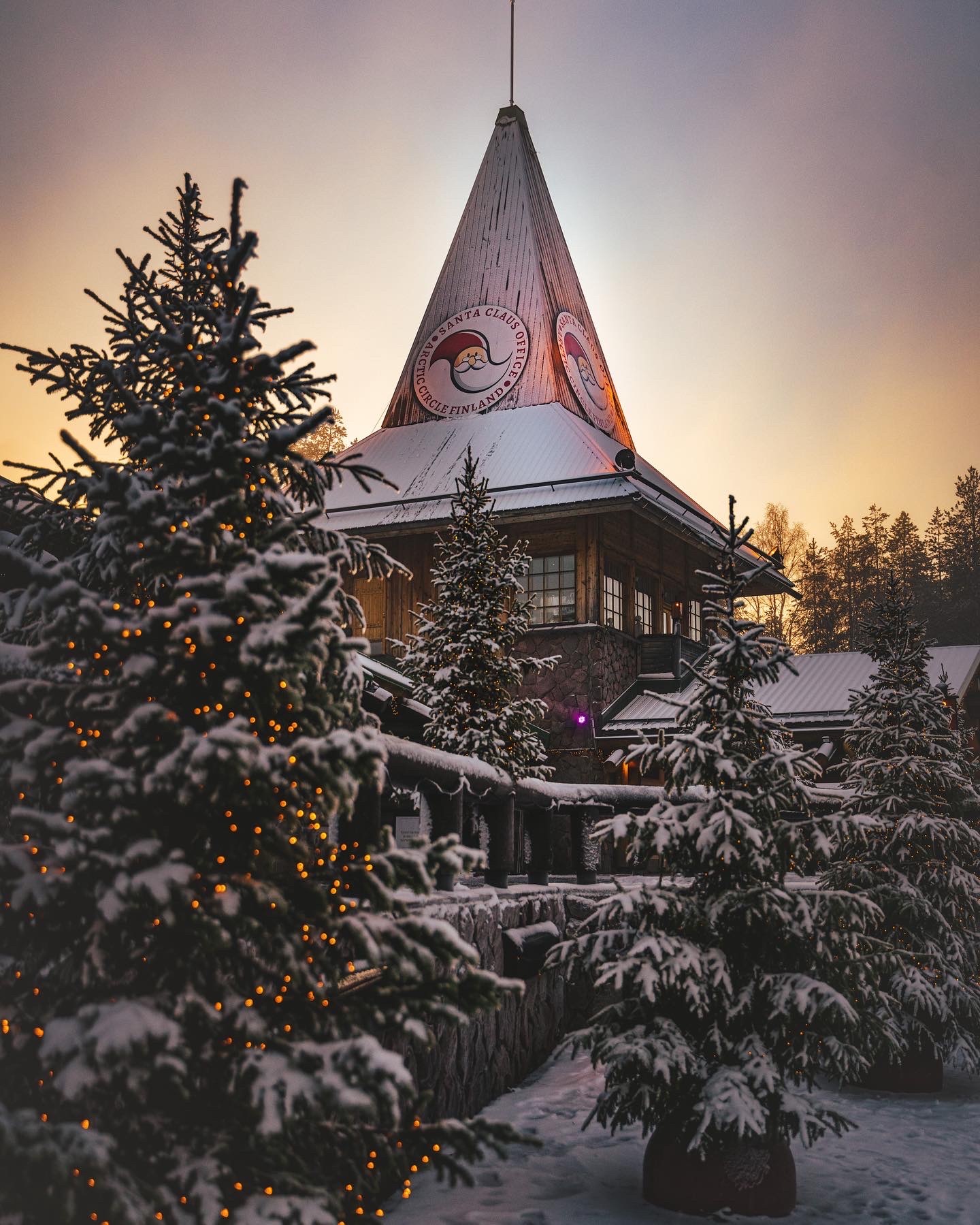 Santa Claus Village Sunset Rovaniemi Lapland