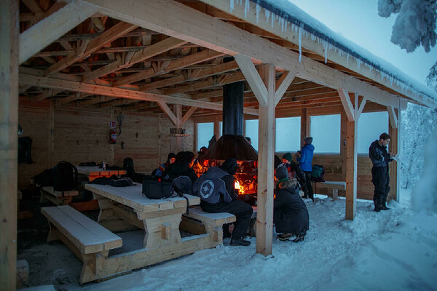 Rovaniemi Lapland Riisitunturi National Park Winter Lunch Fireplace