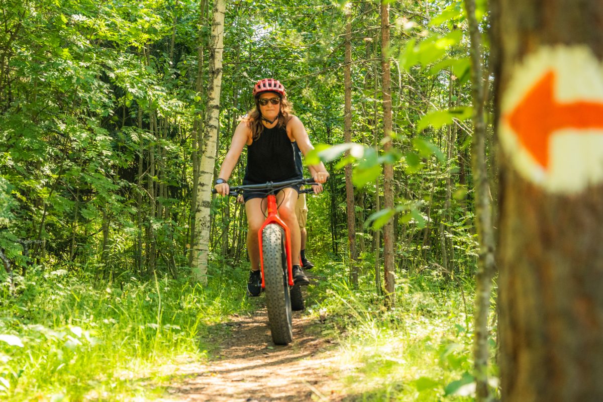 Cycling on trails in Rovaniemi, Lapland, Finland