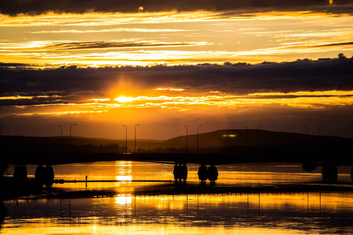 River views at sunset in Rovaniemi, Lapland, Finland