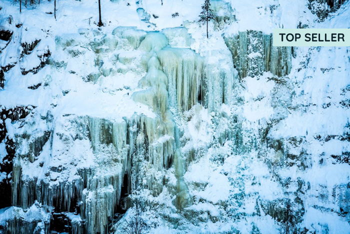 Korouoma frozen waterfalls in winter