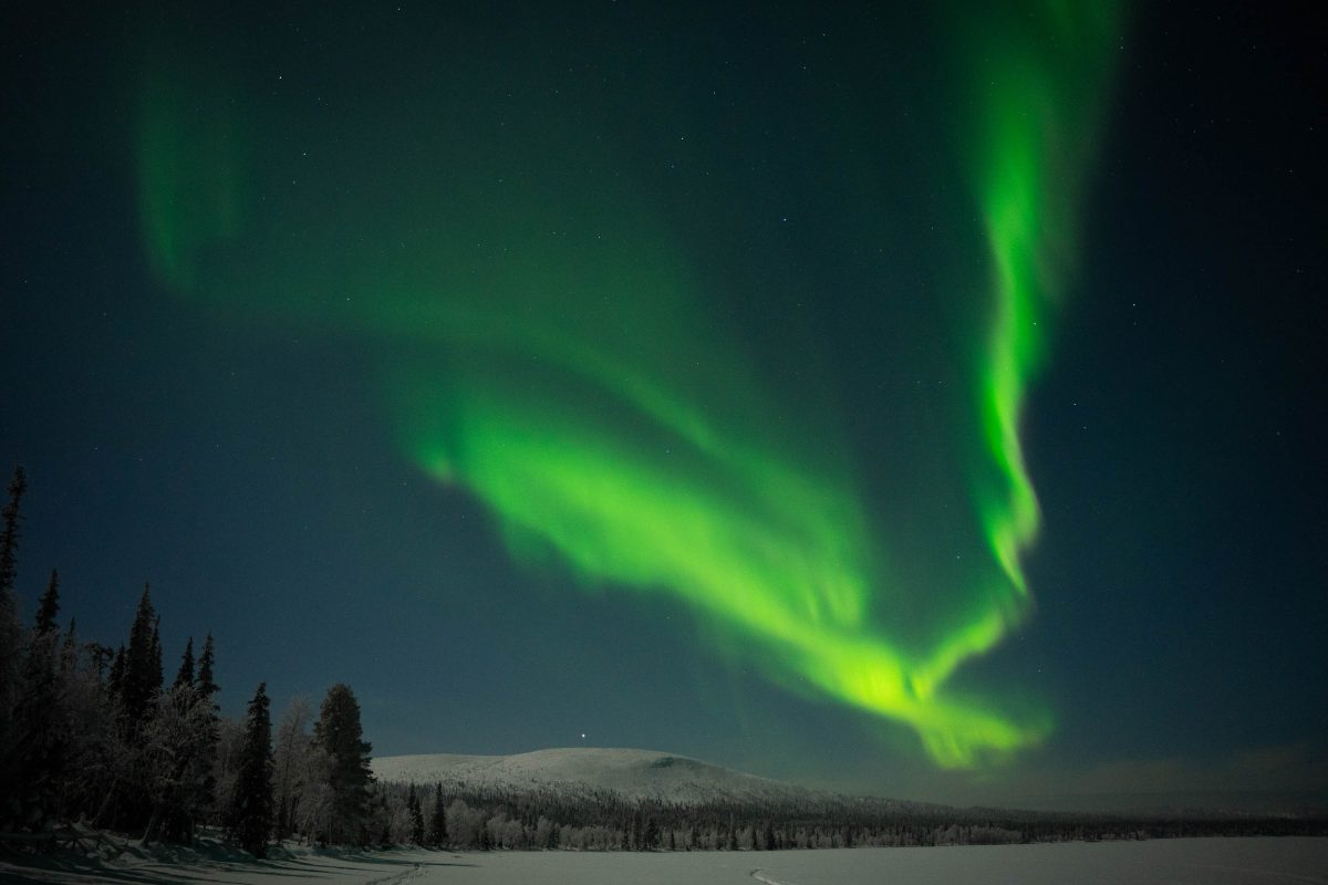 Northern Lights above the fells near Levi