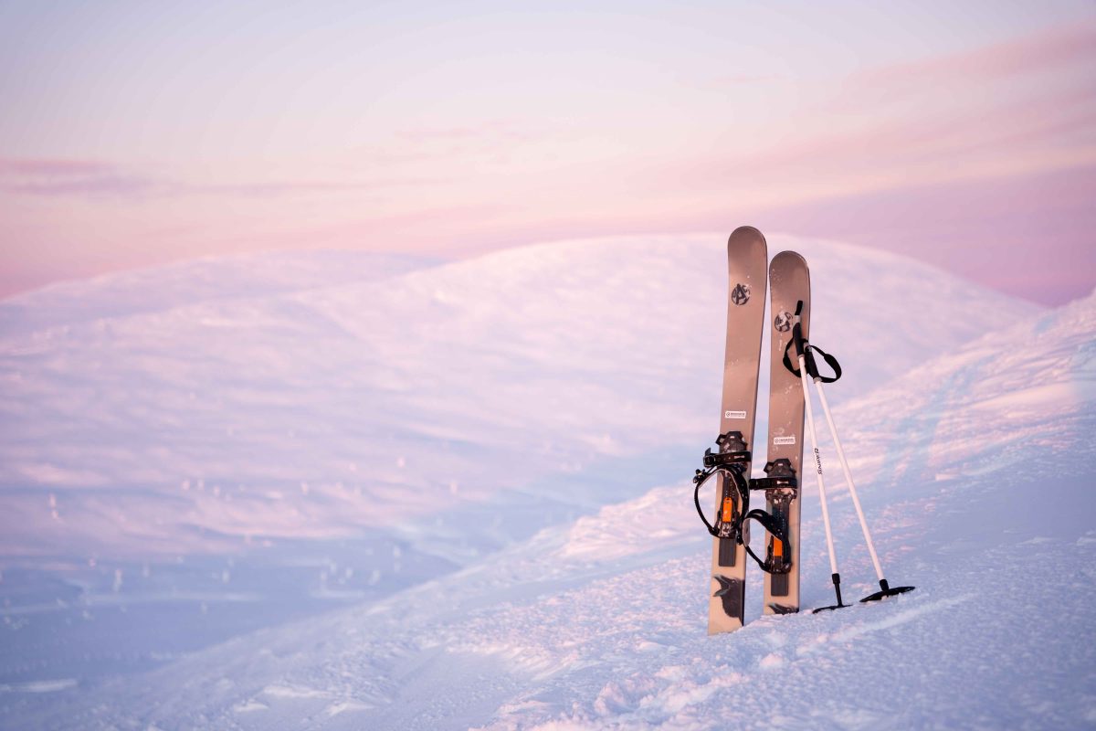 Backcountry skis in the snow near Levi