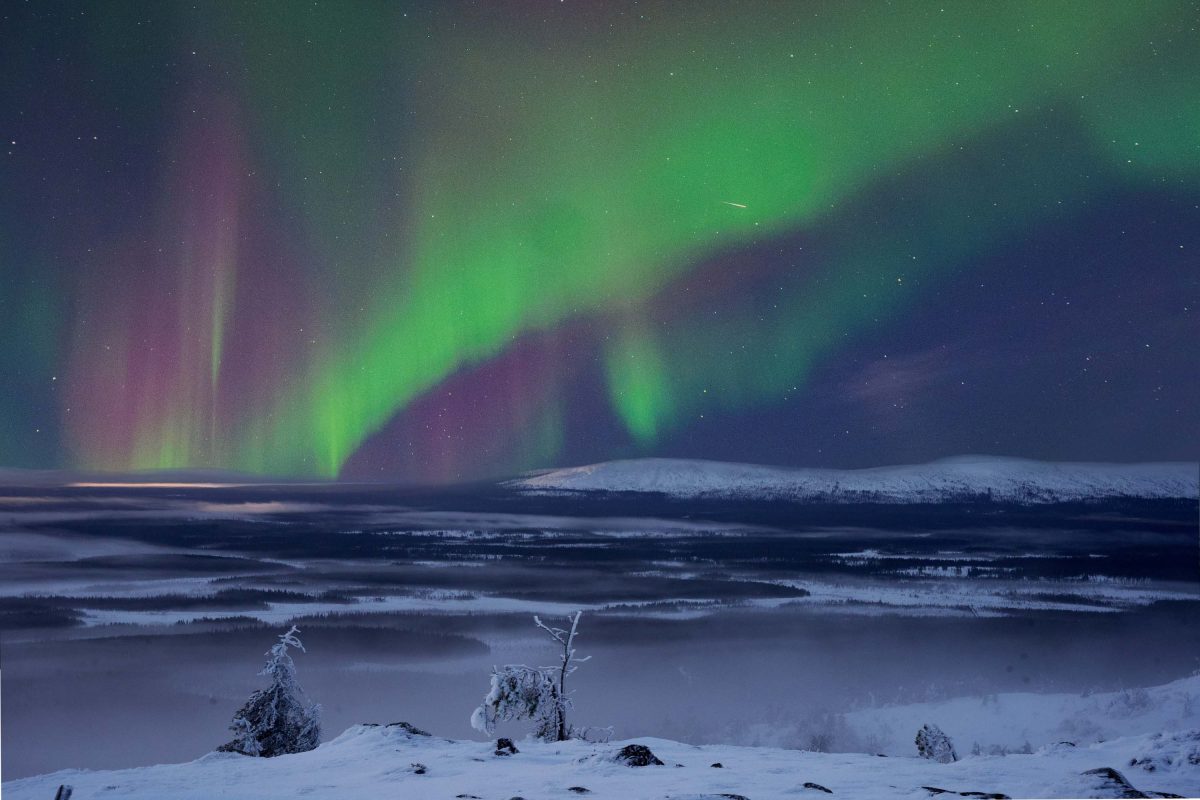 Northern Lights over the Levi fell landscape