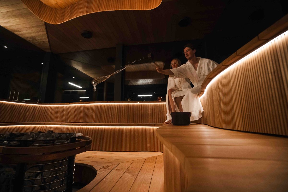 Outdoor hot tub at an Arctic spa in Rovaniemi