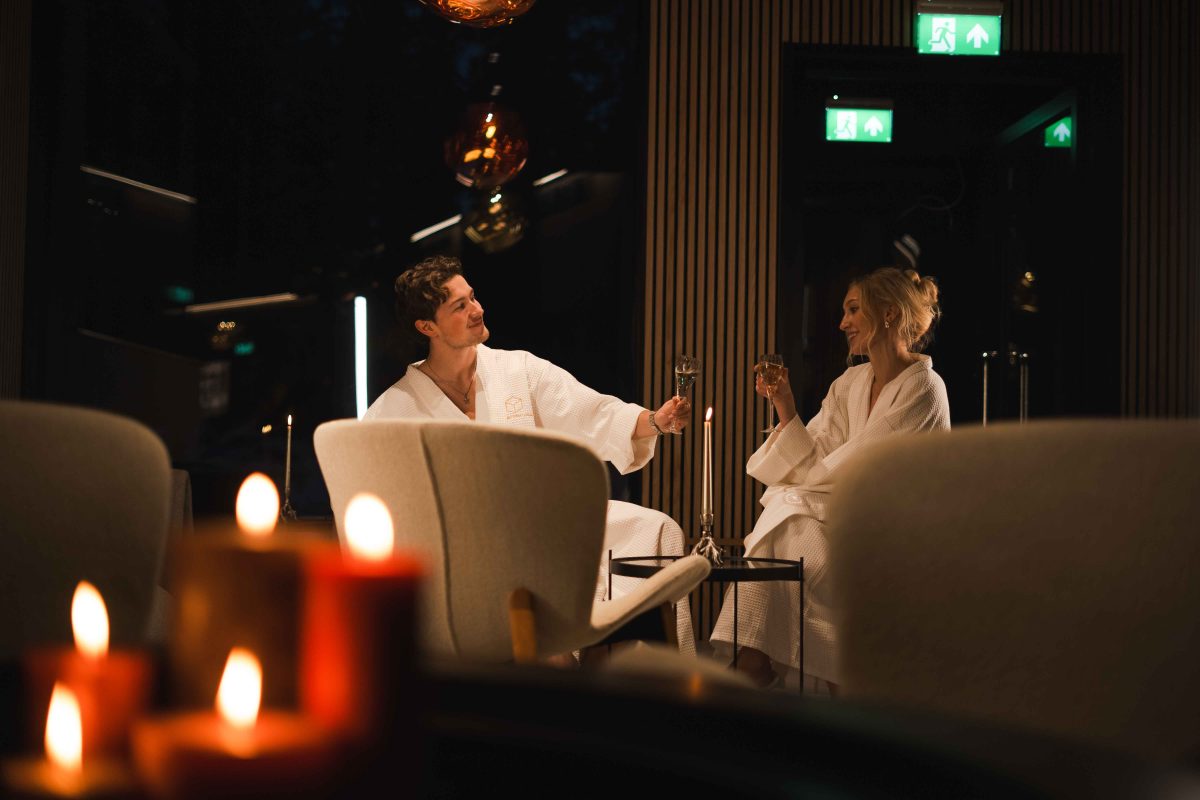 Bathrobe dinner served after the spa experience