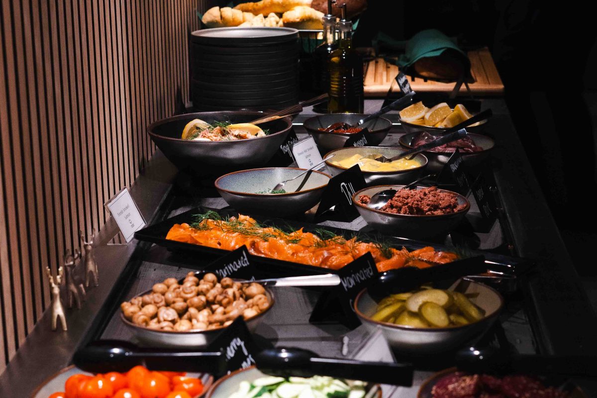 Restaurant dinner in a forest lodge in Rovaniemi