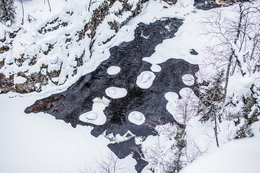 Frozen river at Auttiköngäs near Rovaniemi
