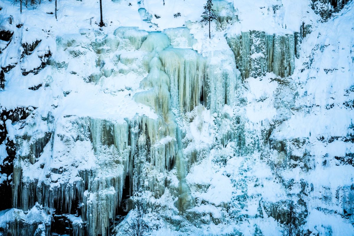 Winter ice falls in Korouoma