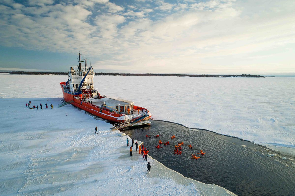 Ice floating beside the Polar Explorer Icebreaker