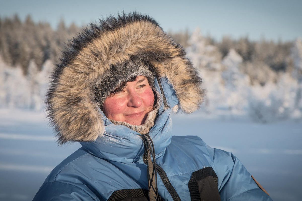Husky musher in Rovaniemi, Lapland, Finland