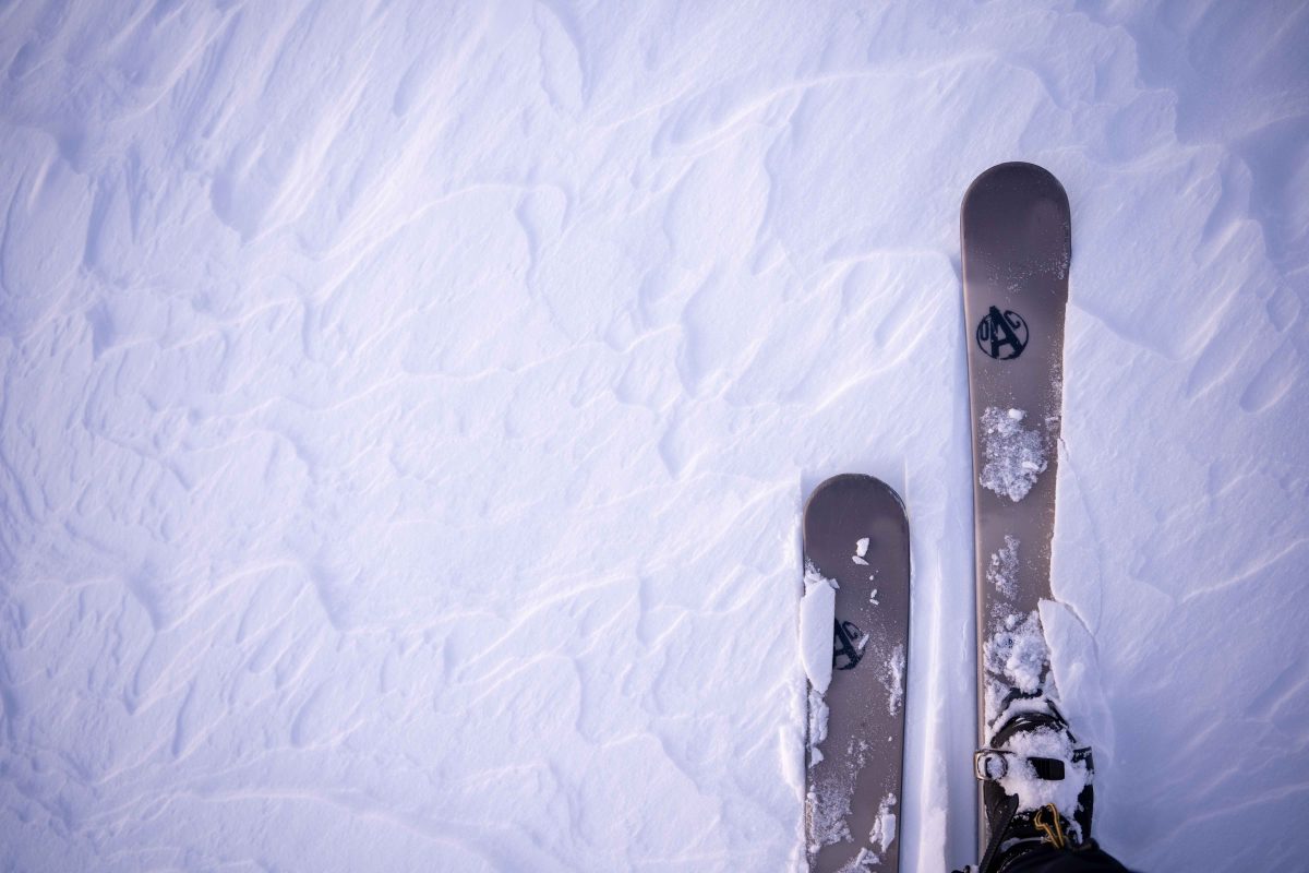 Skier travelling through deep snow near Levi