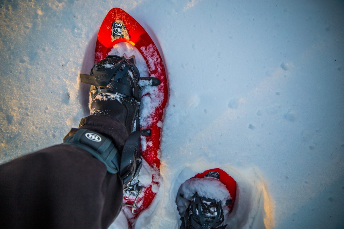 Snowshoes on deep snow