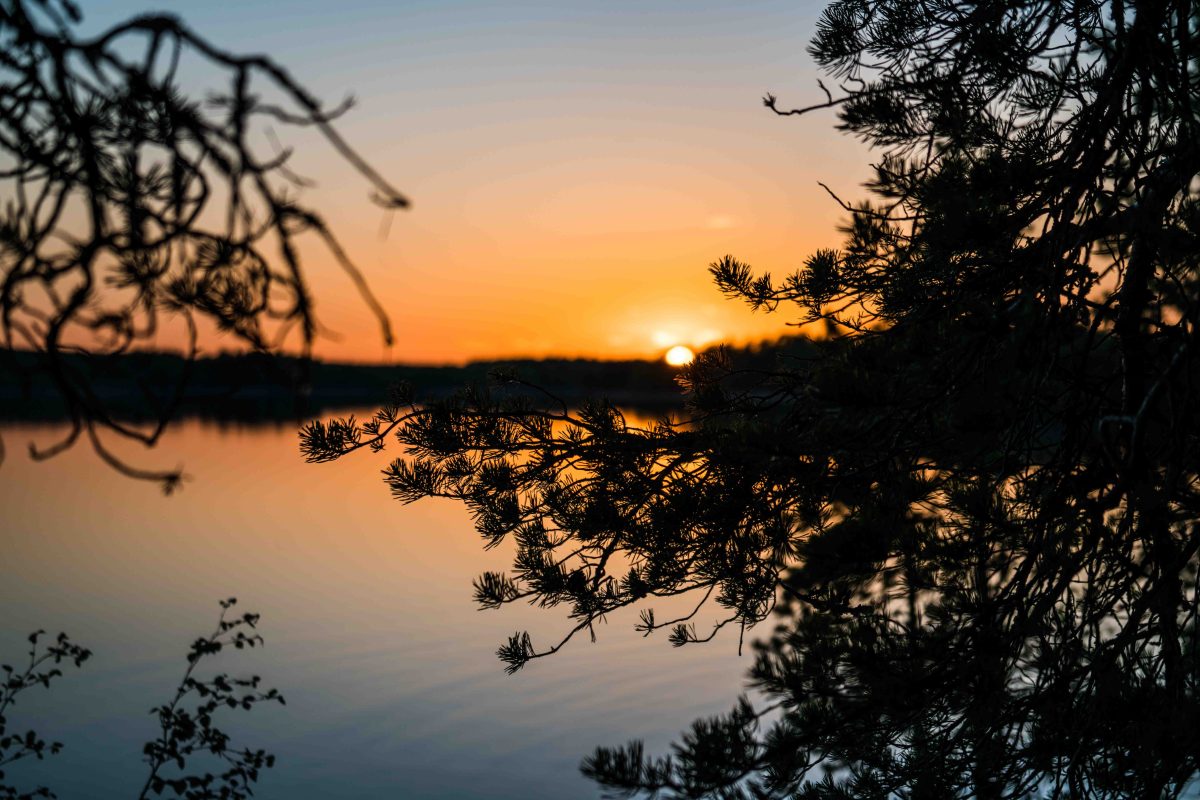 Lake view and sunset near Rovaniemi, Lapland