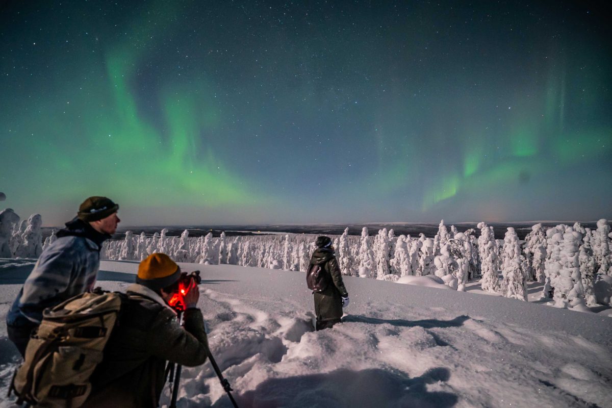 Photographers watching the Aurora near Rovaniemi